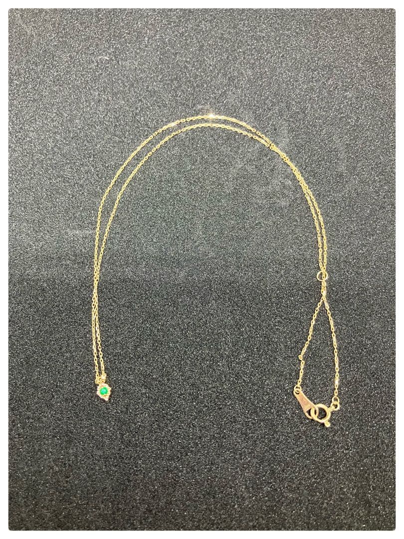 Agete green gemstone necklace and matching earrings set with gold K10 metal in original box