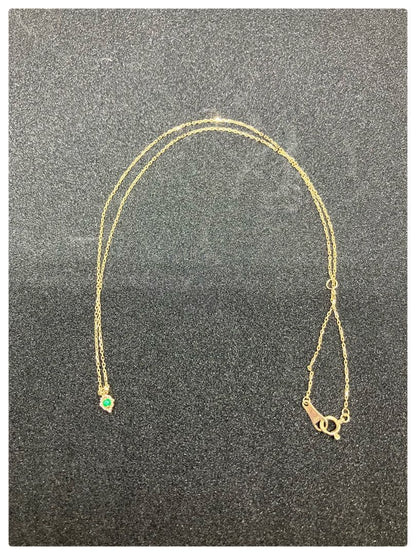 Agete green gemstone necklace and matching earrings set with gold K10 metal in original box