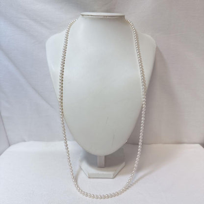 Silver findings long necklace with genuine Akoya baby pearls and 83cm metal chain