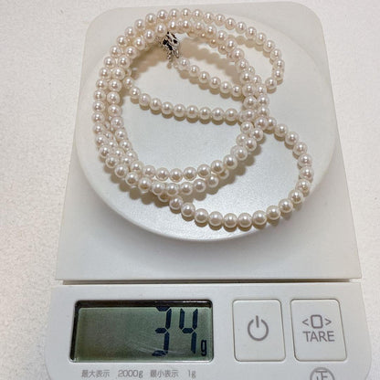 Silver findings long necklace with genuine Akoya baby pearls and 83cm metal chain