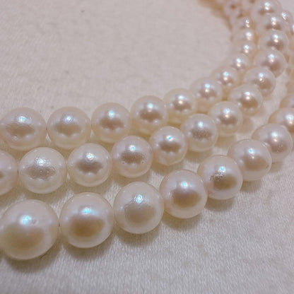 Silver findings long necklace with genuine Akoya baby pearls and 83cm metal chain