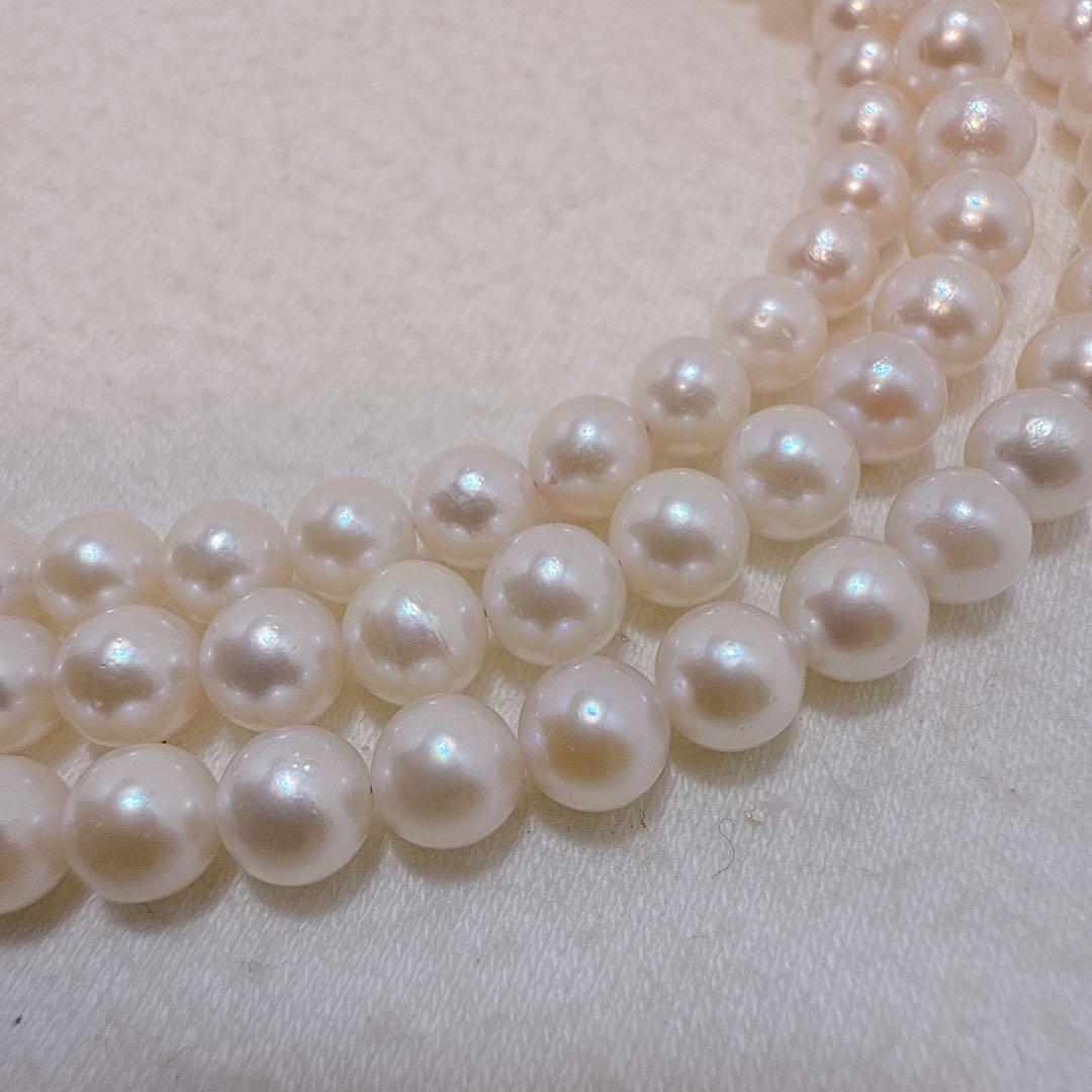 Silver findings long necklace with genuine Akoya baby pearls and 83cm metal chain