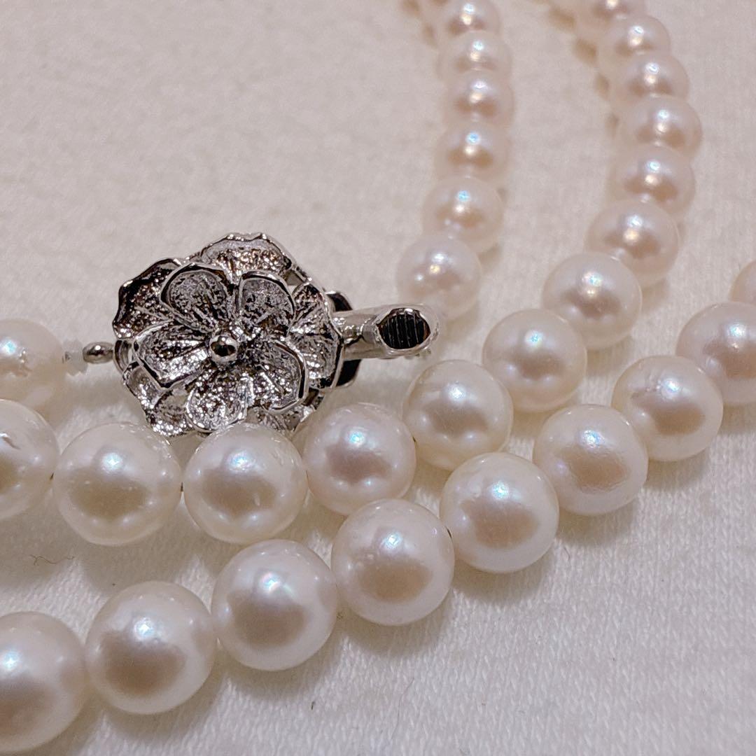 Silver findings long necklace with genuine Akoya baby pearls and 83cm metal chain