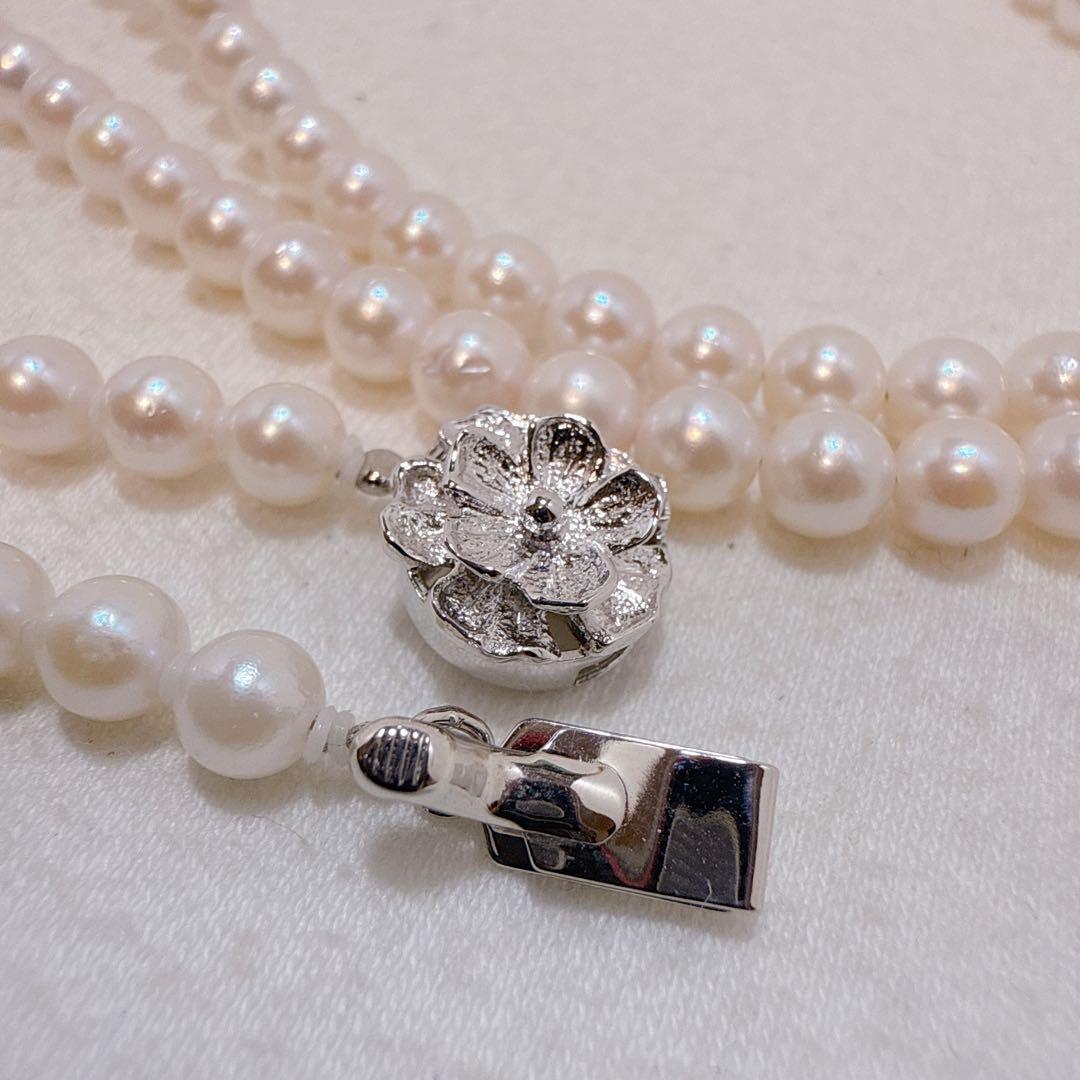 Silver findings long necklace with genuine Akoya baby pearls and 83cm metal chain