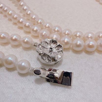 Silver findings long necklace with genuine Akoya baby pearls and 83cm metal chain