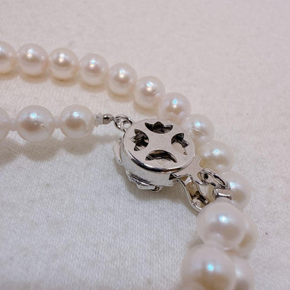 Silver findings long necklace with genuine Akoya baby pearls and 83cm metal chain