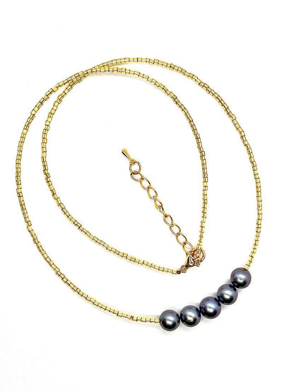 Akoya pearl necklace with blue black pearls measuring 7.8-8.3mm on a 52cm length strand