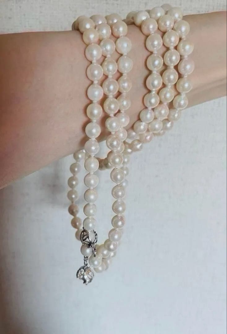 Supreme Functional Akoya Pearl 135cm Multiway Lariat Necklace with 7.5mm pearls and 14K white gold clasps
