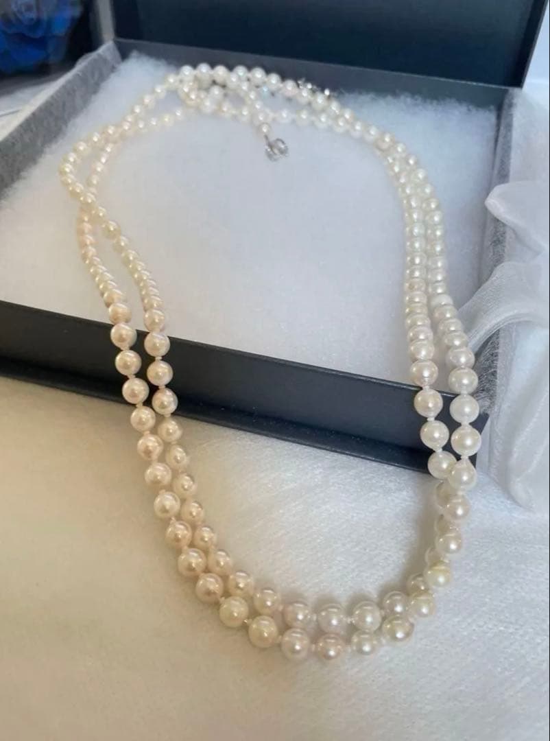 Supreme Functional Akoya Pearl 135cm Multiway Lariat Necklace with 7.5mm pearls and 14K white gold clasps