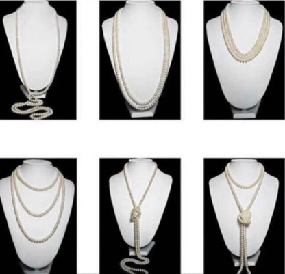 Supreme Functional Akoya Pearl 135cm Multiway Lariat Necklace with 7.5mm pearls and 14K white gold clasps