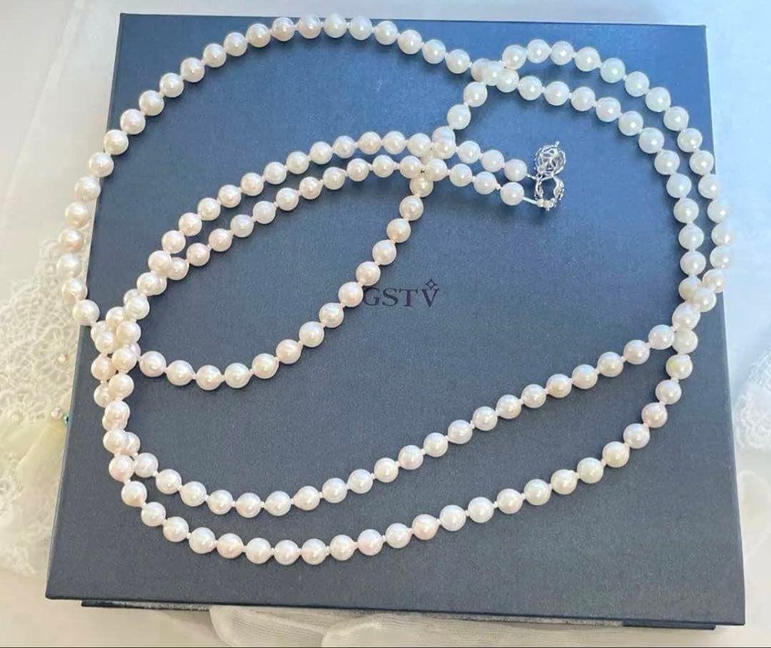 Supreme Functional Akoya Pearl 135cm Multiway Lariat Necklace with 7.5mm pearls and 14K white gold clasps