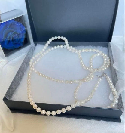 Supreme Functional Akoya Pearl 135cm Multiway Lariat Necklace with 7.5mm pearls and 14K white gold clasps