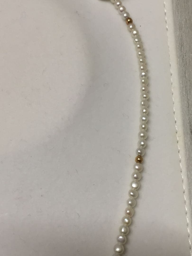K18 Akoya genuine pearl necklace with 3mm baby pearls and 18K gold beads, 40.5cm length, clasp marked K18