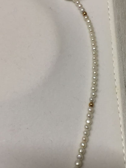 K18 Akoya genuine pearl necklace with 3mm baby pearls and 18K gold beads, 40.5cm length, clasp marked K18