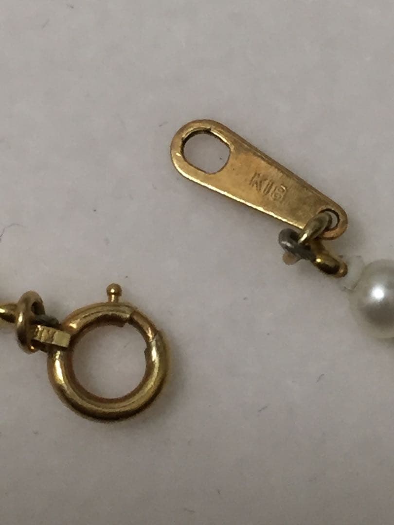 K18 Akoya genuine pearl necklace with 3mm baby pearls and 18K gold beads, 40.5cm length, clasp marked K18