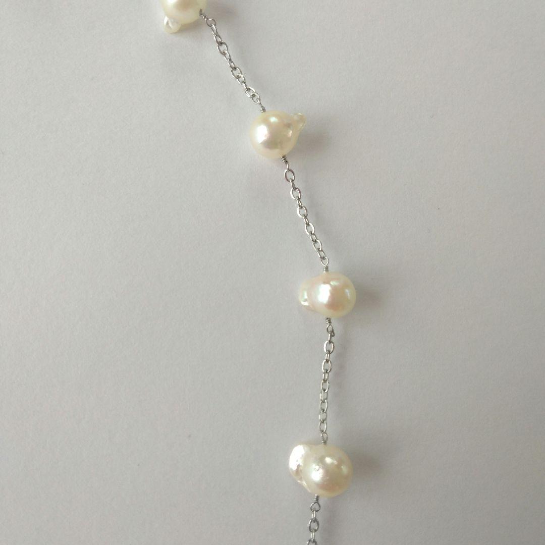 Uwa Island Akoya Pearl Feather TunoTuno Series Necklace with 7.5mm pearls on 44cm stainless steel chain