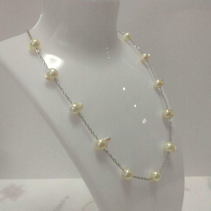 Uwa Island Akoya Pearl Feather TunoTuno Series Necklace with 7.5mm pearls on 44cm stainless steel chain