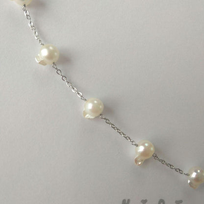 Uwa Island Akoya Pearl Feather TunoTuno Series Necklace with 7.5mm pearls on 44cm stainless steel chain