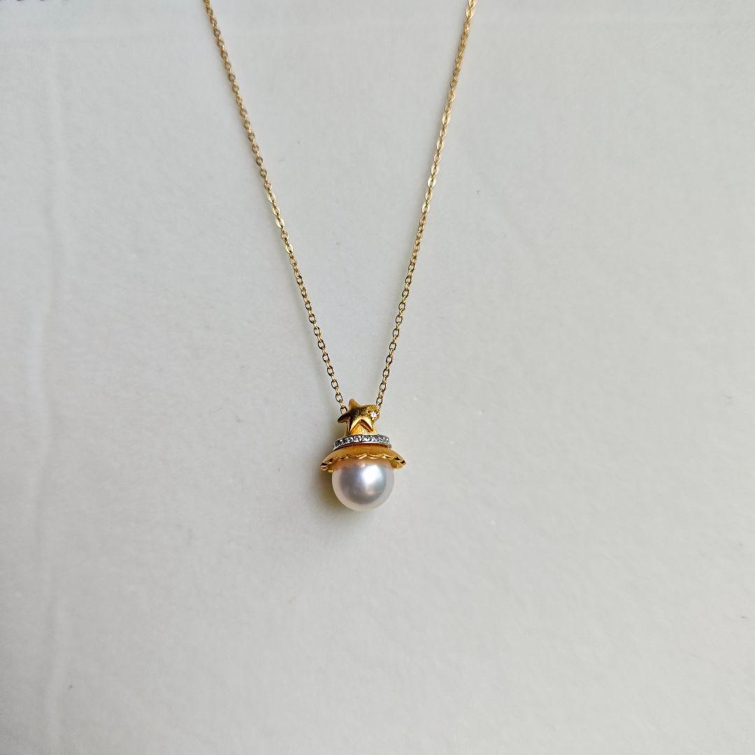 King Akoya Pearl Necklace featuring flawless Hanadama pearls, 9.2mm size, 45cm length, handmade by Rinrin