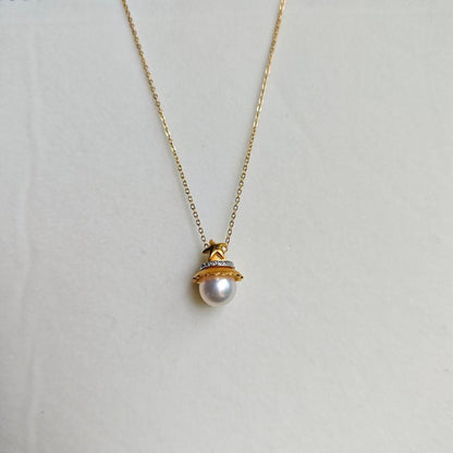 King Akoya Pearl Necklace featuring flawless Hanadama pearls, 9.2mm size, 45cm length, handmade by Rinrin