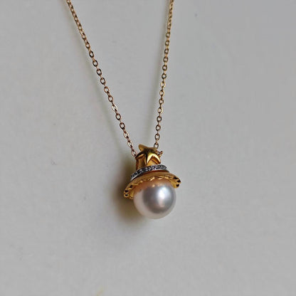 King Akoya Pearl Necklace featuring flawless Hanadama pearls, 9.2mm size, 45cm length, handmade by Rinrin