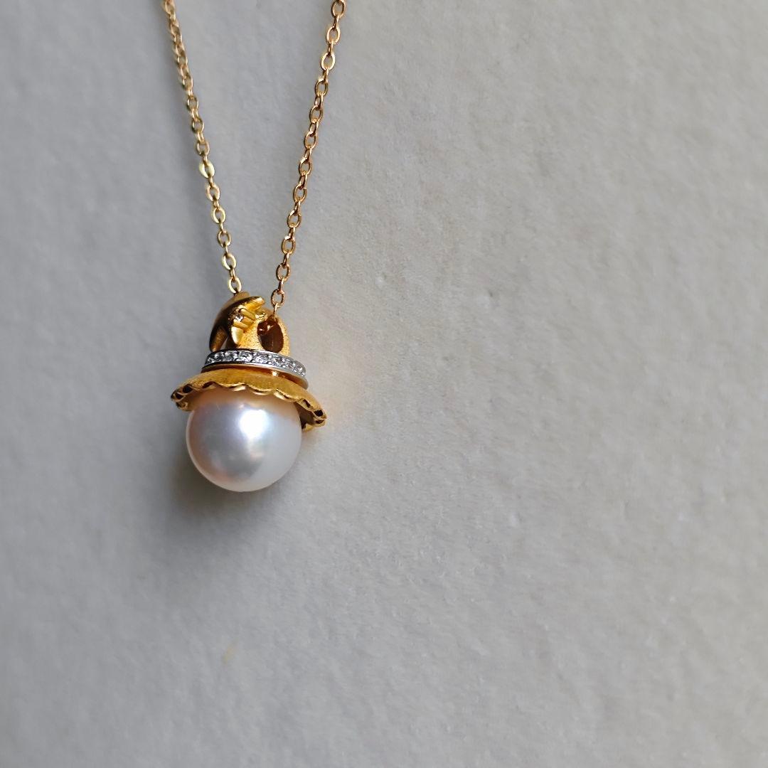 King Akoya Pearl Necklace featuring flawless Hanadama pearls, 9.2mm size, 45cm length, handmade by Rinrin