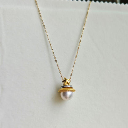 King Akoya Pearl Necklace featuring flawless Hanadama pearls, 9.2mm size, 45cm length, handmade by Rinrin