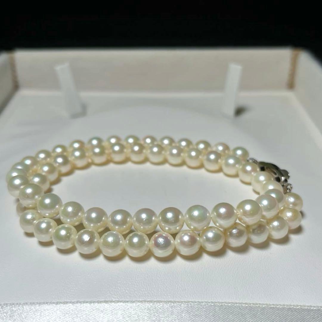 Akoya Pearl Hanadama grade necklace with round white pearls sized 6.6 to 7.0mm on a 41.5cm strand
