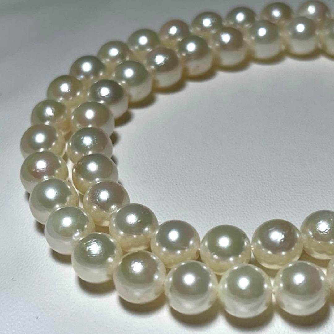 Akoya Pearl Hanadama grade necklace with round white pearls sized 6.6 to 7.0mm on a 41.5cm strand