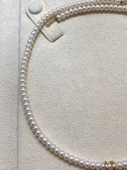 Mikimoto Baby Pearl Necklace featuring 4.5mm pearls in 3-way style with 42cm gold chain