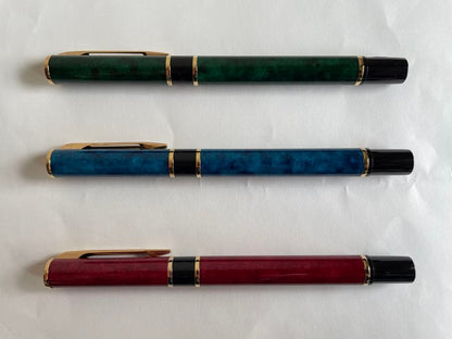 Waterman L'Oreal Paris fountain pen set with green, blue, and red marble finishes length 13 cm