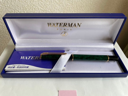 Waterman L'Oreal Paris fountain pen set with green, blue, and red marble finishes length 13 cm