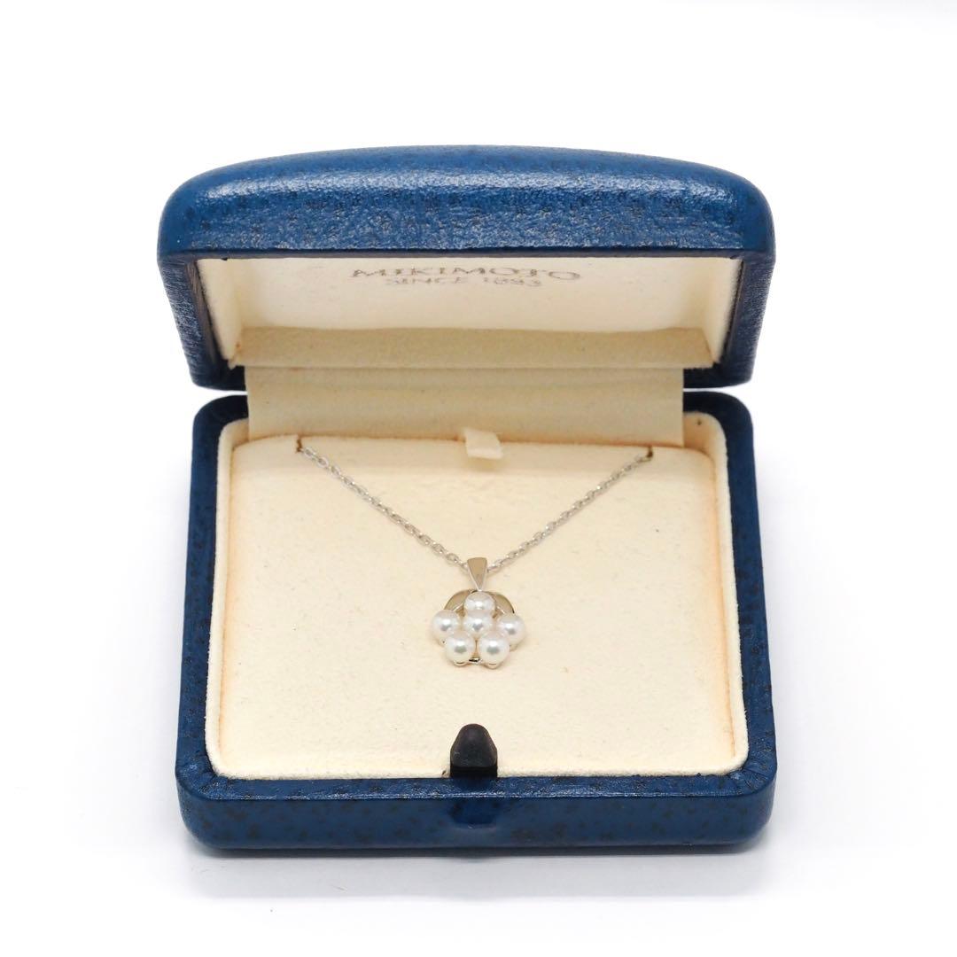 MIKIMOTO SV925 Akoya Pearl Necklace with 4.1mm pearls and sterling silver chain 40cm length