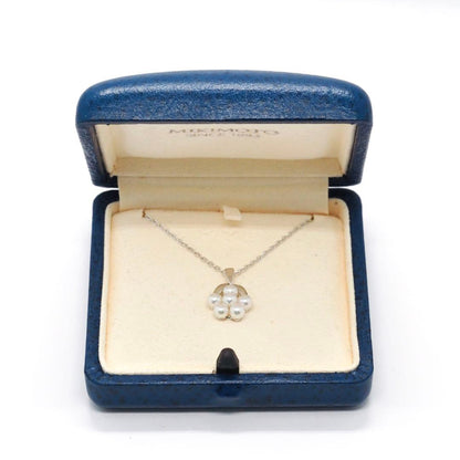 MIKIMOTO SV925 Akoya Pearl Necklace with 4.1mm pearls and sterling silver chain 40cm length
