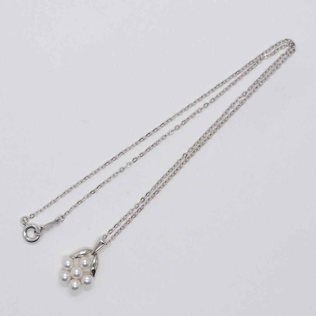 MIKIMOTO SV925 Akoya Pearl Necklace with 4.1mm pearls and sterling silver chain 40cm length