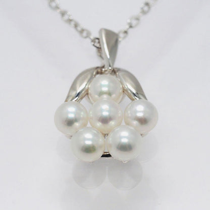 MIKIMOTO SV925 Akoya Pearl Necklace with 4.1mm pearls and sterling silver chain 40cm length