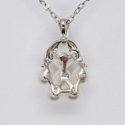 MIKIMOTO SV925 Akoya Pearl Necklace with 4.1mm pearls and sterling silver chain 40cm length