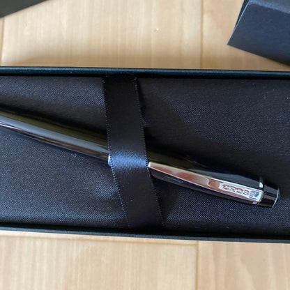 Black CROSS ballpoint pen with replacement ink refill in original box