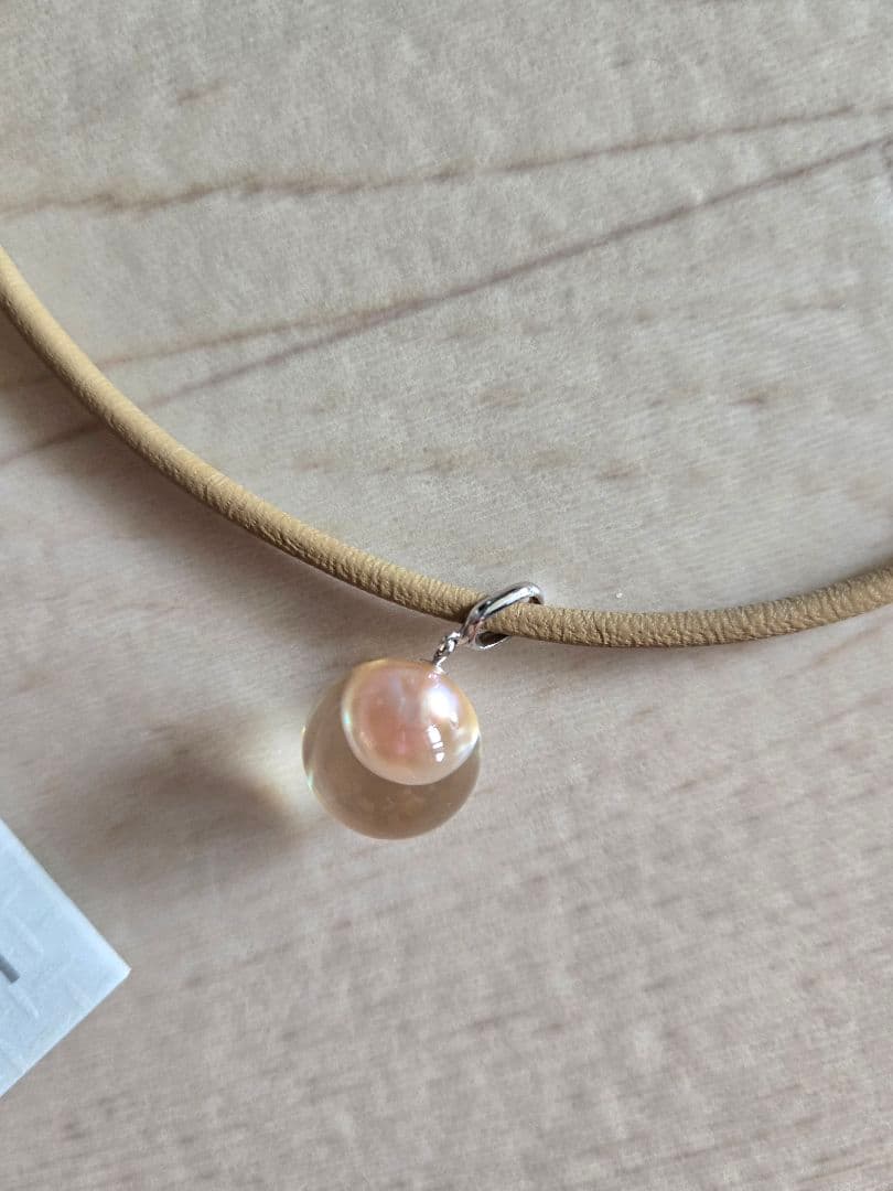 Perletta Mikimoto choker necklace with pearl top in K18 silver, shown in used condition