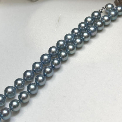 CACHER Teiri-Akoya pearl necklace with 7.5mm pearls on a 65cm silver chain weighing 50 grams