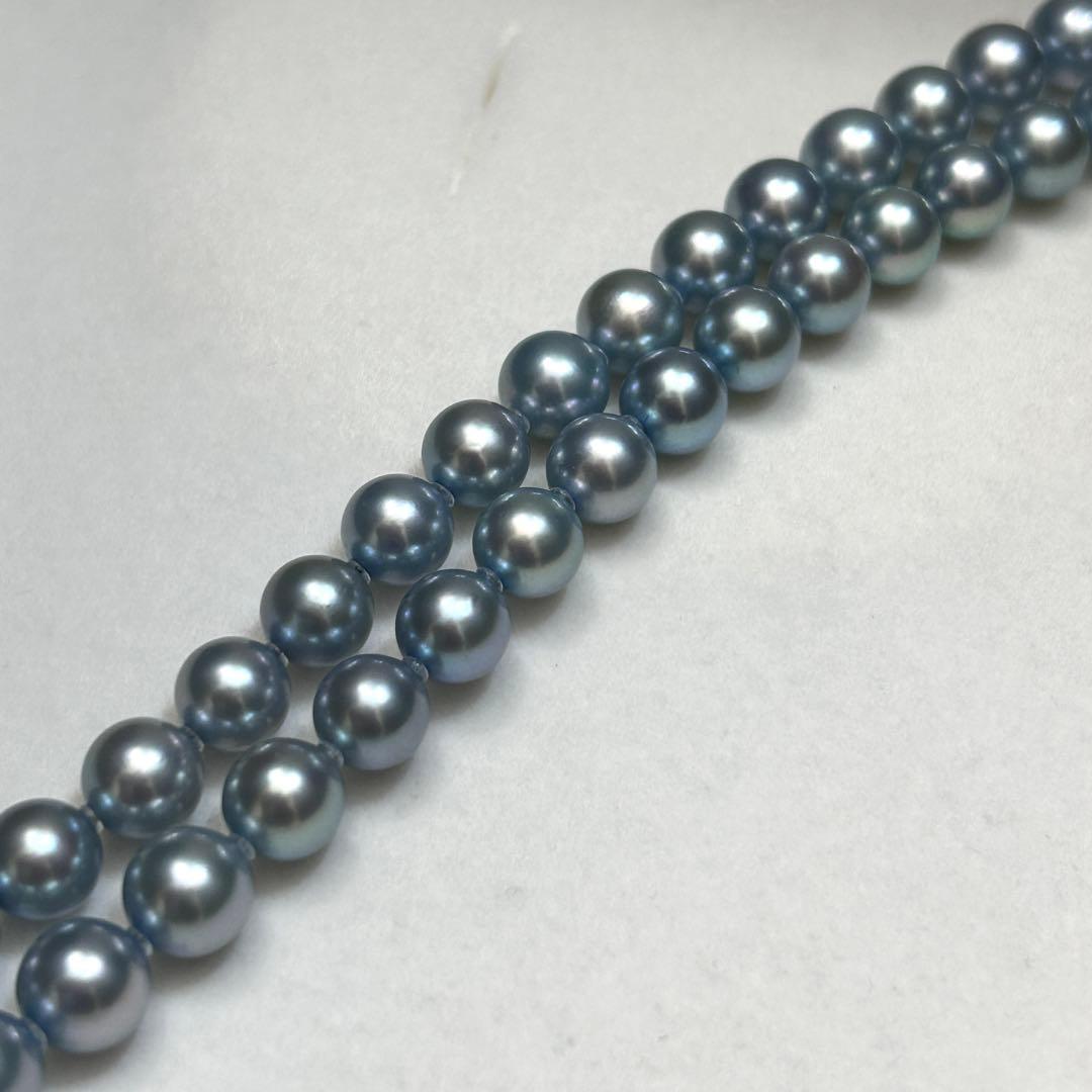 CACHER Teiri-Akoya pearl necklace with 7.5mm pearls on a 65cm silver chain weighing 50 grams