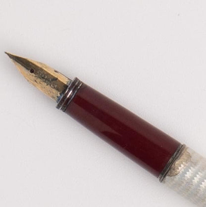 PILOT vintage 14K 585 fountain pen with silver body and gold cap and nib, 13 cm length