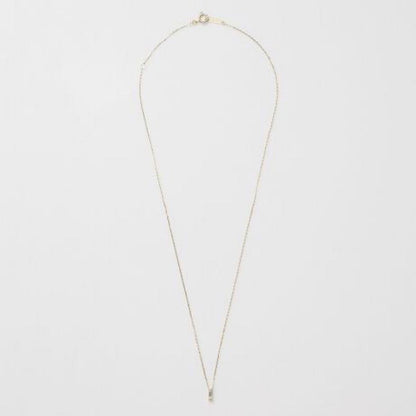 Agete K10 gold necklace with tapered baguette cut diamonds, 39cm length, and delicate pendant