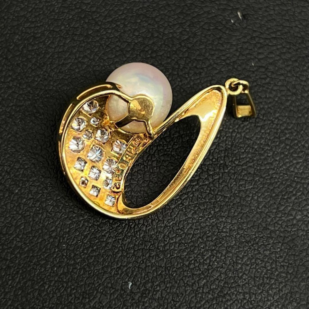 MIKIMOTO K18 gold necklace with a 7.7mm pearl and 0.32 carat diamond on a 50.3 cm chain