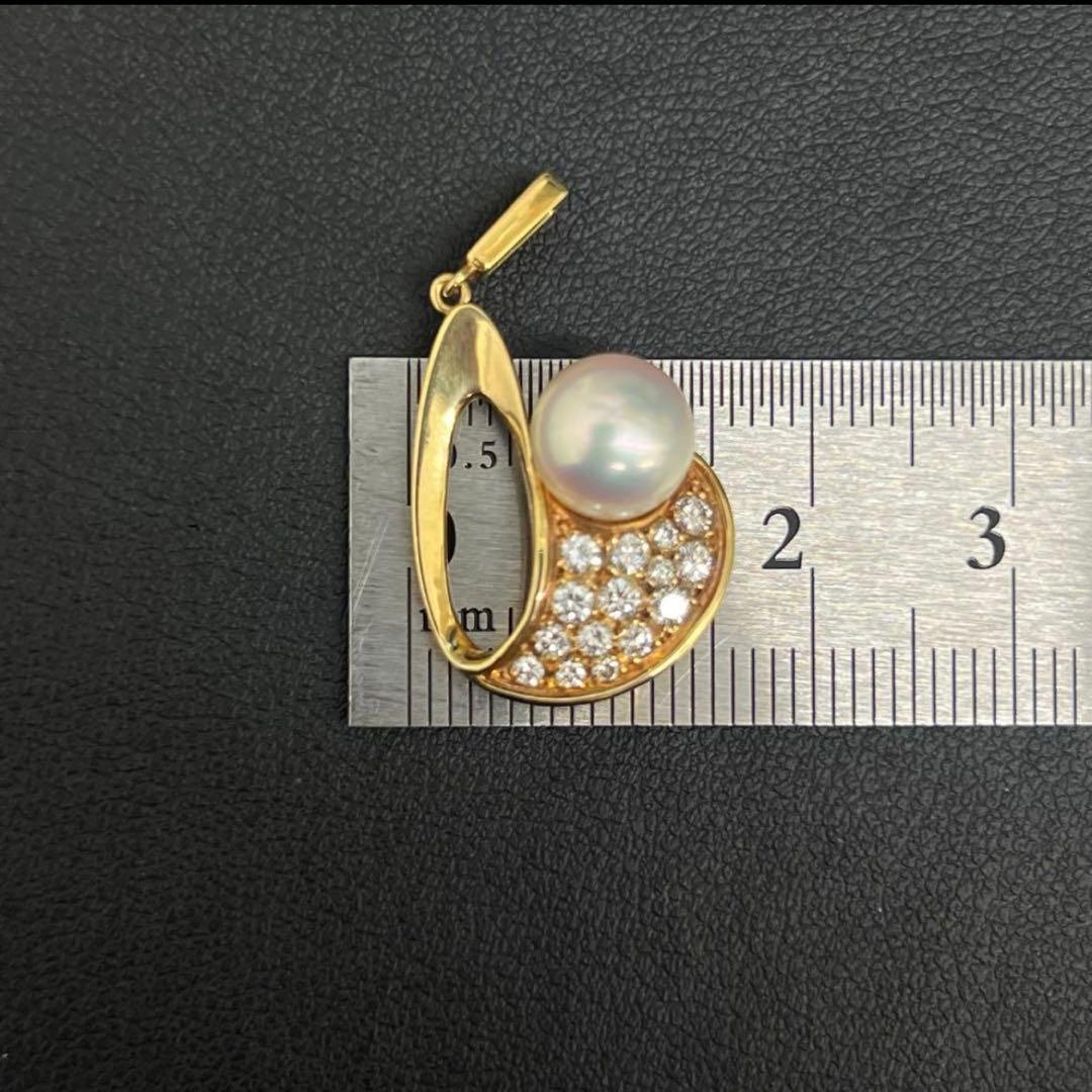 MIKIMOTO K18 gold necklace with a 7.7mm pearl and 0.32 carat diamond on a 50.3 cm chain
