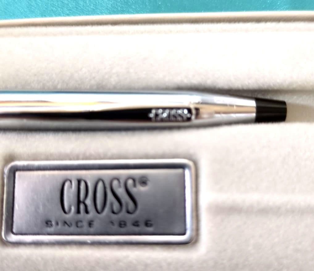 Cross Classic Century Chrome ballpoint pen model #3502 with black ink and chrome-plated body 139mm long