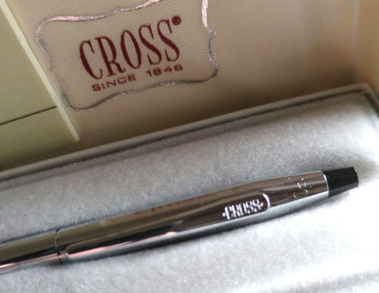 Cross Classic Century Chrome ballpoint pen model #3502 with black ink and chrome-plated body 139mm long