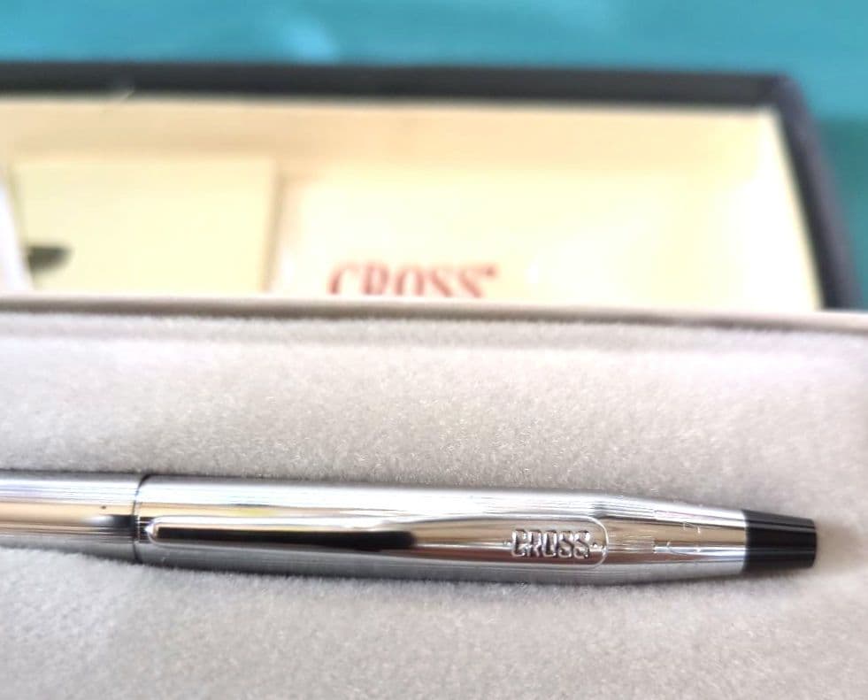 Cross Classic Century Chrome ballpoint pen model #3502 with black ink and chrome-plated body 139mm long