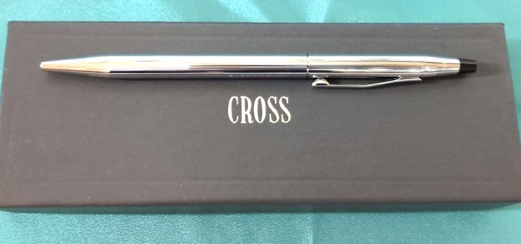 Cross Classic Century Chrome ballpoint pen model #3502 with black ink and chrome-plated body 139mm long