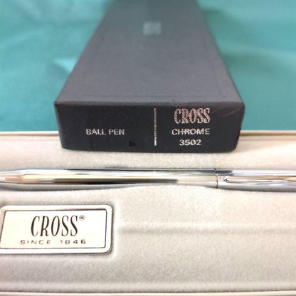 Cross Classic Century Chrome ballpoint pen model #3502 with black ink and chrome-plated body 139mm long